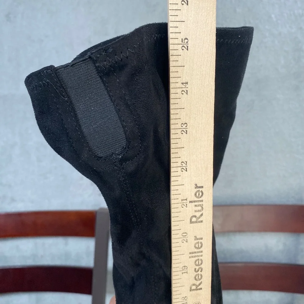 Marc‎ Fisher Womens Black Suede Zip Up Block Heels Over the Knee Tall Boots Sz 8